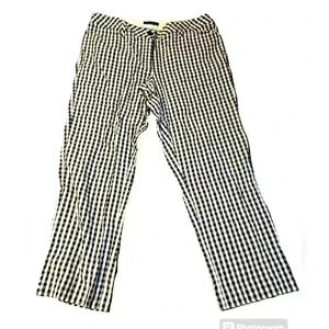 Lands End Women's Sz 10 Mid Rise Straight Leg B/W Checks Belt Loop Back Pockets